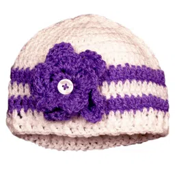 Knits & Knots Flower Detailed Cap - Purple-picture-2