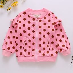 Kookie Kids Full Sleeves Polka Dot Sweat Jacket - Pink-picture-24