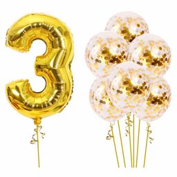 Party Propz Third Birthday Balloon Combo Golden - Pack of 7-image-78