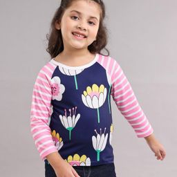 Kookie Kids Full Sleeves Sweatshirt Flower Print - Blue Pink-image-86