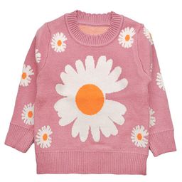 Kookie Kids Full Sleeves Pullover Sweater Flower Design - Pink-image-47