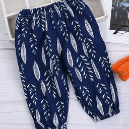 Kookie Kids Full Length Lounge Pants Leaf Print - Navy Blue-picture-38