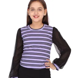 Cutecumber Striped Full Sleeves Top - Purple-picture-36