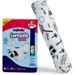 LazyToddler Organic Cotton Baby Swaddle Panda Print - White-image-38