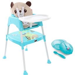 Babyhug 3 in 1 Play & Grow High Chair With 5 Point Safety Harness And Anti-Slip Base  - Blue-1