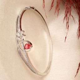 ZENEME Women Brass American Diamond Rhodium-Plated Bangle-Style Bracelet-image-16