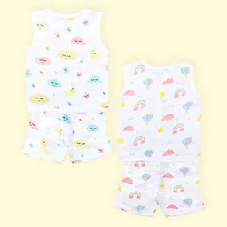 YUV Girls Pack Of 2 Printed Pure Cotton T-shirt With Shorts-image-73