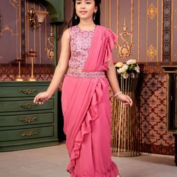 Aarika Girls Embellished Ready to Wear Lehenga & Blouse With Dupatta-image-89