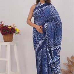 Shivanya Handicrafts Floral Pure Cotton Block Print Saree-image-86