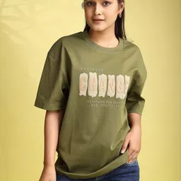 GIBBONTE Typography Printed Drop-Shoulder Sleeves Pure Cotton T-shirt-picture-27