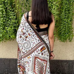 Anouk Rustic Warli Zari Block Print Saree image 5