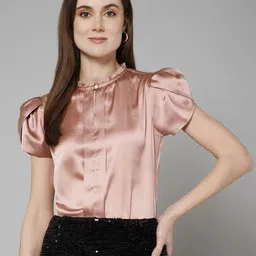 PURYS WORKSPACE Puff Sleeves Formal Satin Top-picture-35