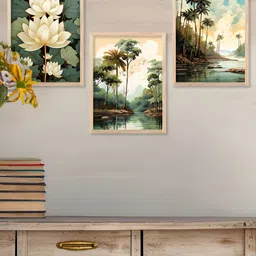 Kotart Brown & Green 3 Pieces Floral and Botanical Wooden Wall Arts-picture-25