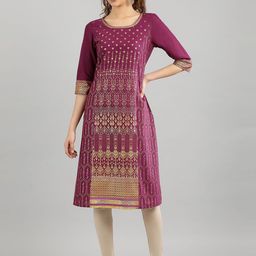 AURELIA Women Ethnic Motifs Printed Thread Work Kurta-image-100