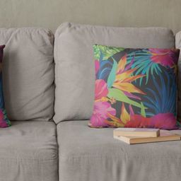 THEYAYACAFE Pink & Blue Set of 2 Floral Velvet Square Cushion Covers-3