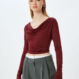 Koton Women V-Neck Pockets Slim Fit T-shirt-image-42