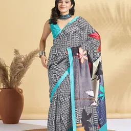 RACHNA Ready to Wear Geometric Block Print Saree-image-29