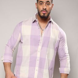 Instafab Plus Men Comfort Fit Windowpane Checked Spread Collar Cotton Casual Shirt-image-51