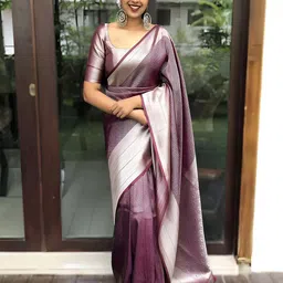Anouk Zari Woven Design Geometric Print Zari Kanjeevaram Saree image 1