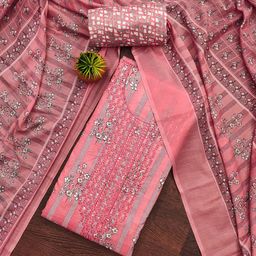 Rangtulika Ethnics Floral Printed Thread Work Cotton Unstitched Dress Material-picture-4