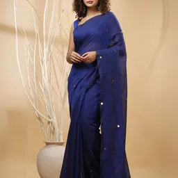 SLAGHA Embellished Pure Cotton Taant Saree-image-85