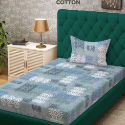Myntra Elegant Homes Blue & White Printed 400TC Cotton Single Bedsheet Set 2.25 m x 1.50 m-image-24