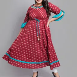 YASH GALLERY Ethnic Motifs Print Fit & Flare Midi Dress-image-44