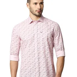 Basics Men Relaxed Fit Spread Collar Floral Printed Cotton Casual Shirt-image-88