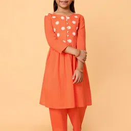 Indo Era Girls Floral Embroidered Regular Thread Work Anarkali Kurta with Trousers-picture-33