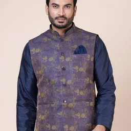 Nawaz's Kurta Mandarin Collar Nehru Jacket-image-38