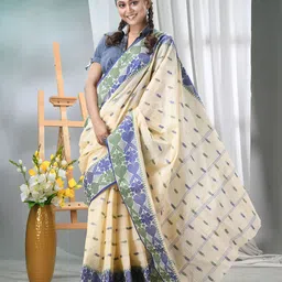 TANTLOOM Ethnic Motifs Pure Cotton Taant Saree-picture-45