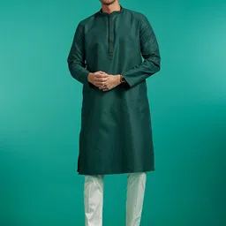 Diwas by Manyavar Mandarin Collar Straight Kurta With Pyjama-image-23