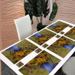 REVEXO 6Pc Yellow & Green Printed Rectangle Costers & Table Placemats-28