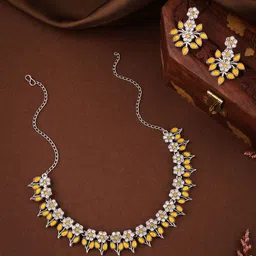 Anouk Silver-Plated American Diamond Studded Necklace And Earrings-48