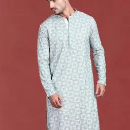 Anouk Woven Design Mandarin Collar Straight Chikankari Kurta-image-27