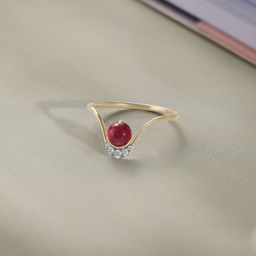 Mia by Tanishq Gold and Diamond Berry Orbit Ruby Ring-image-27