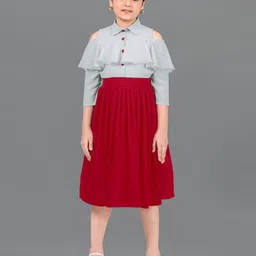 BAESD Cold-Shoulder Georgette Fit & Flare Midi Dress-picture-53