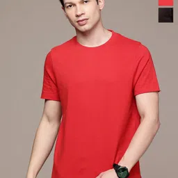 Moda Rapido Men Pack Of 2 Solid Round Neck Regular Fit Cotton T-shirts-image-34