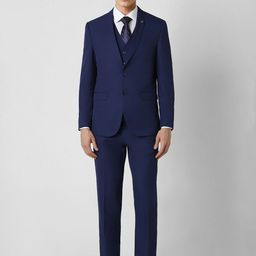 Van Heusen Men Checked Single-Breasted Slim-Fit 3-Piece Formal Suit-image-10