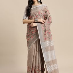 Astita Floral Zari Linen Blend Saree-image-28
