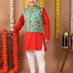 Here&Now X Kinder Kids Boys Regular Pure Cotton Kurta with Pyjamas-39