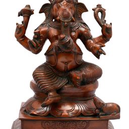 Exotic India Brown Religious Ekadanta Ganesha Brass Idol Showpiece-image-53