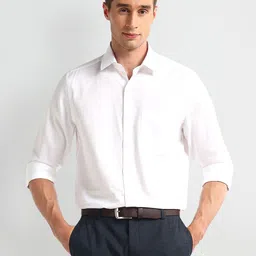 Arrow Men Spread Collar Textured Solid Cotton Formal Shirt-image-16
