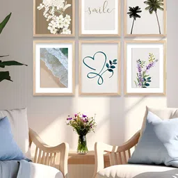 Kotart Brown & White 6 Pieces Wood Abstract Wall Arts-37