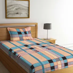 Myntra Elegant Homes Blue & Black Striped 300 TC Single BedsheetSet 2.20 m x 1.50-image-94