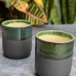 clay karma Stoneware Set of 2 Moss Green & Charcoal Grey Kulhad 250ml image 2