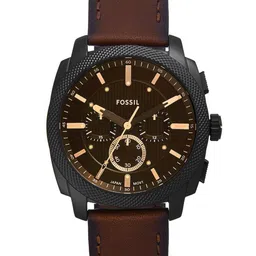 Fossil Men Skeleton Dial & Leather Straps Reset Time Analogue Watch FS6101-17