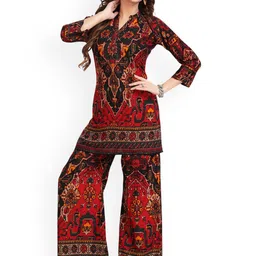 Meher Impex Printed Mandarin Collar Top With palazzos Co-Ords-63