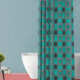 ArtzFolio Green & Black Printed Waterproof Shower Curtain-image-82