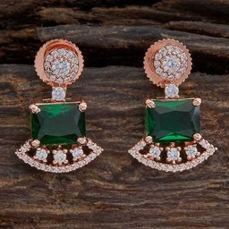 Kushal's Fashion Jewellery Rose Gold-Plated Cubic Zirconia Geometric Drop Earrings-49